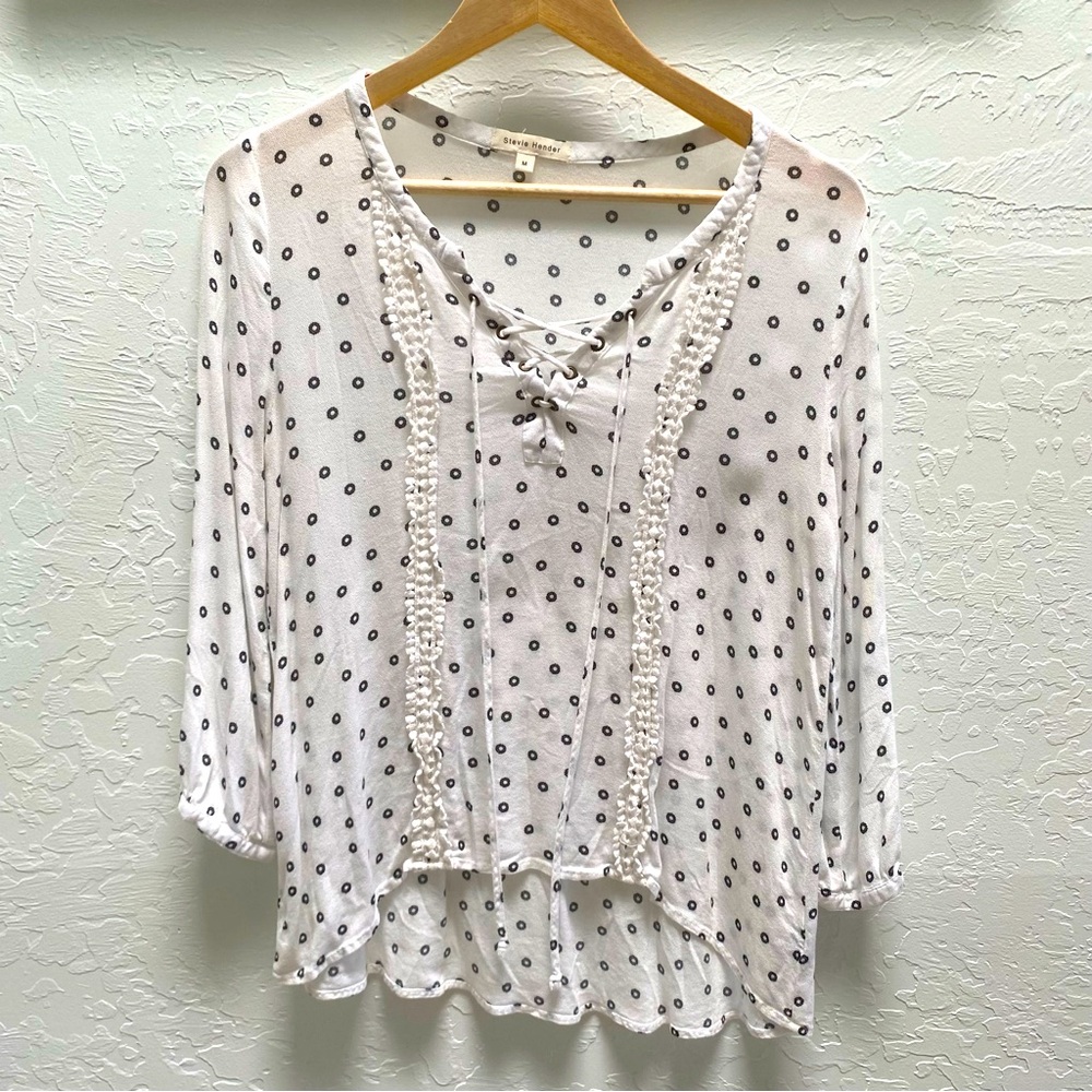 DEMI PRINTED BOHO long sleeve sheer TOP Stevie Hender